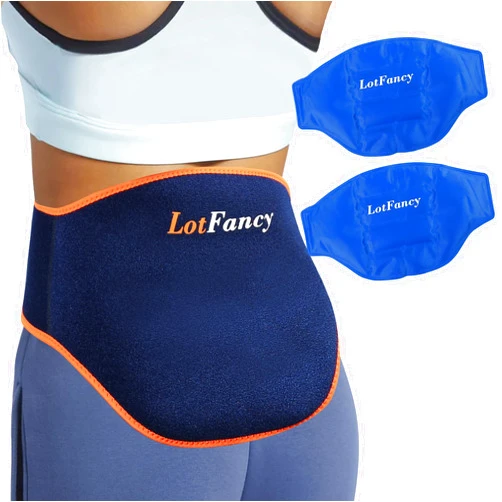 LotFancy Ice Pack for Back Injuries, 2 Gel Hot Cold Packs with Wrap for Lower Back Belly Waist Hip Lumbar Abdomen Leg Pain Relief, FSA HSA Eligible, Reusable Cooling Heating Therapy Compress