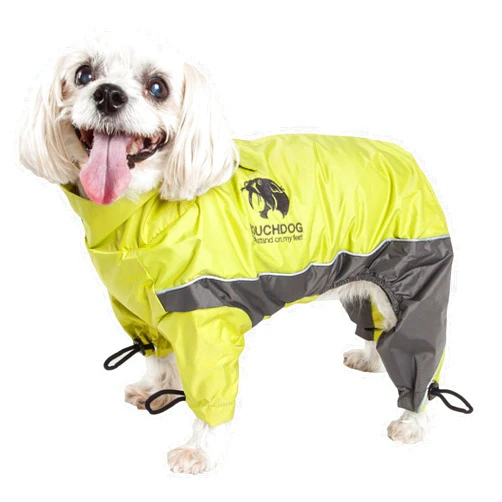 PuTwo TOUCHDOG 'Quantum-Ice' Full Body Bodied Adjustable and 3M Reflective Pet Dog Coat Jacket w/ Blackshark Technology, Medium, Light Yellow, Grey