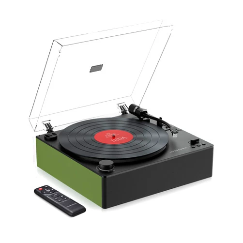 MYKESONIC Automatic Record Player, Bluetooth Belt Drive Vinyl Turntable, Magnetic AT-3600L Cartridge, Bluetooth in & Out, Hi-Fi Stereo Speakers, Aux in Headphone, RCA Out with Remote Control (Green)