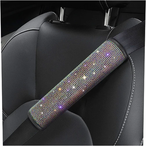 surpassme 2PC Bling Car Seatbelt Covers, Rhinstone Car Seat Belt Covers/Pads with Crystal for Releasing Shoulder/Neck Pressure Car Accessorizes for Car, SUV, Truck(Color)