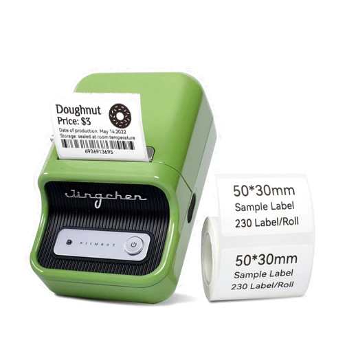 LMASBLTER B21 Label Maker - Portable Bluetooth Thermal Label Maker Printer for Clothing, Jewelry, Retail, Mailing, Barcode, Compatible with Android & iOS System, with 1pack 50×30mm Label, Green