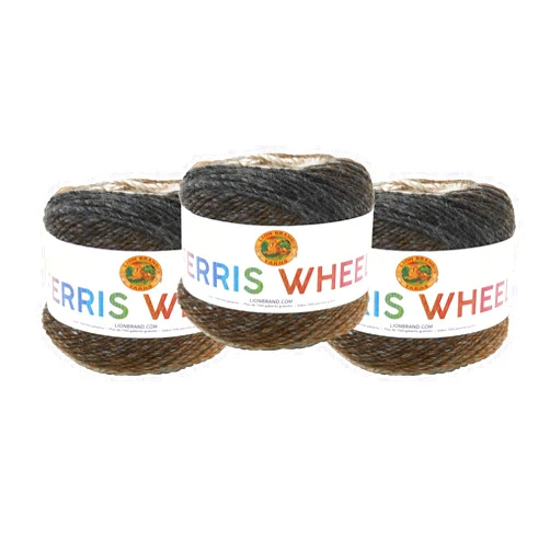 Lion Brand Yarn Ferris Wheel Yarn, Multicolor Yarn for Knitting, Crocheting, and Crafts, 3-Pack, Morning Java