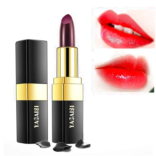 Go Ho Black Magic Lipstick,Magic Color Changing Lipstick,Natural Lip Stain Gloss Moisturizing Long Lasting Lip Balm Labiales Magicos Nutritious Lipstick For Women(Black Rose Changing Red)