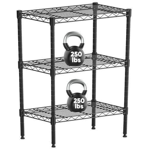 Sweetcrispy 3-Tier Storage Shelving Unit, Adjustable Metal Wire Racks Heavy Duty Standing Shelf Organizer for Kitchen, Closet, Pantry, Garage, Bathroom, Laundry (13.8