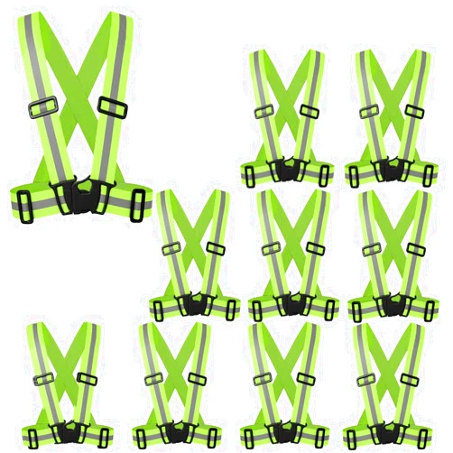 zojo Reflective Vest | Lightweight, Adjustable | Safety & High Visibility for Running,Fits Outdoor Cloth Pack of 10, Neon Yellow