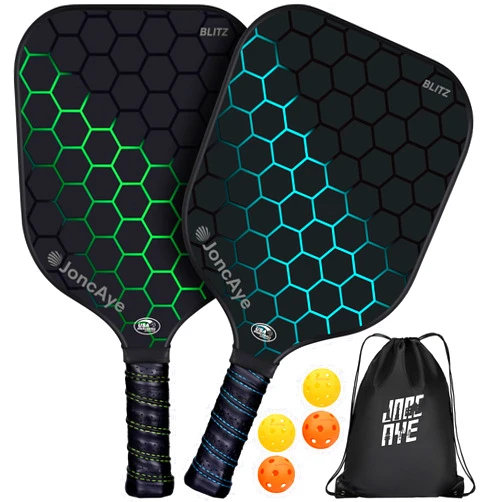 JoncAye Pickleball-Paddles-Set of 4 or 2 Rackets with Balls and Bag, USAPA Approved Pickle-Ball Equipment with Accessories, Fiberglass Graphite Pickleball Racquet Set for Men, Women, Kids, Adults