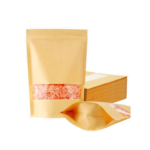 FireKylin 100 Pcs Kraft Paper Bags with Window, 6.7