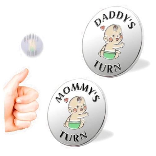 Meliatomia Lovely New Parent Decision Coin as Baby Gift,Double-Sided Coins as Gifts for Couples,Funny Gifts for Mom & Dad,New Mommy Essentials Fathers Day,Silver