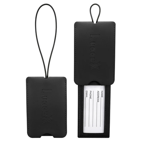 LUGGEX Luggage Tags for Suitcases, 2Pcs Carry on Bag Tags, Privacy Protection Checked Luggage Travel Backpack Essentials, Black