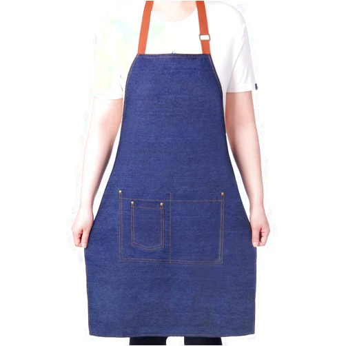 Geounzay Aprons for Men, Denim Cooking Kitchen Aprons, Adjustable Bib Aprons with multiple pockets for Men and Women