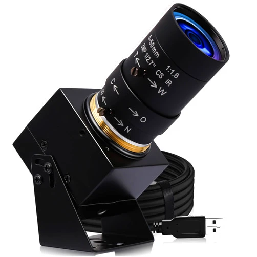 ELP 4K USB Camera with Microphone Manual Zoom Webcam 5-50mm Variable Focus PC Camera for Computer Mini UVC USB2.0 Web Camera IMX317 Varifocal Audio Video USB with Camera 8mp Vari-focus Close-up Camera