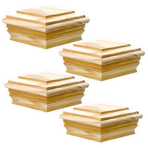 Sasylvia 4 Pcs Wooden Post Caps 4x4 Cedar Fence Post Caps Rot Resistant, Post Cover for Outdoor Fences, Mailboxes and Decks Protection