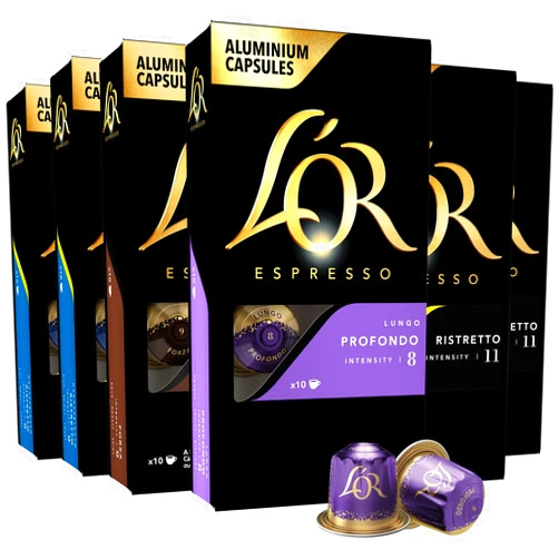 L'OR Espresso Capsules, 60 Count Variety Pack, Single-Serve Aluminum Coffee Capsules Compatible with the L'OR BARISTA System & *Nespresso Original Machines