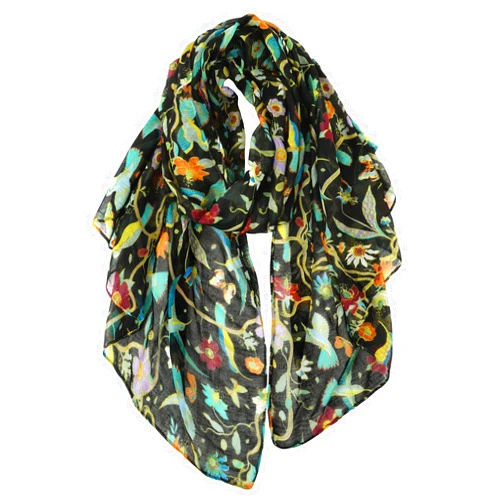 GERINLY Scarfs for Women Lightweight Floral Birds Print Cotton Scarves and Wraps for Summer Shawl
