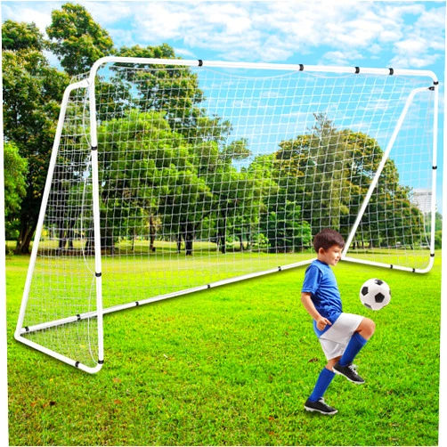 Liliful 12 x 6 ft Soccer Goal for Backyard, Portable Soccer Net and Steel Weatherproof Frame Folding Soccer Goals with 6 Ground Stakes for Adults Youth Outdoor Training Competition