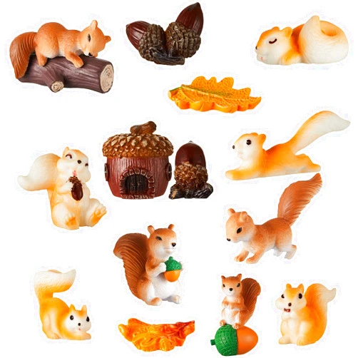 Maitys 14 Pieces Miniature Squirrel Figurine Mini Garden Accessories Tiny Resin Squirrel Toys Fairy Plastic Miniature Things Fall Figurines for Outdoor Landscape Garden Lawn Pot DIY Cake Decorations