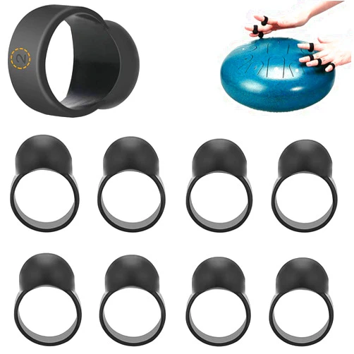 Yowin Steel Tongue Drum Finger Picks, Silicone Rubber Knocking Finger Sleeves Handpan Percussion Instrument (8 Pcs)