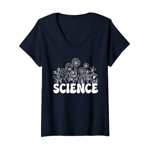 Wild Flower Science Tee Womens Science Technology Dept Teacher Team STEAM Engineering Gifts V-Neck T-Shirt