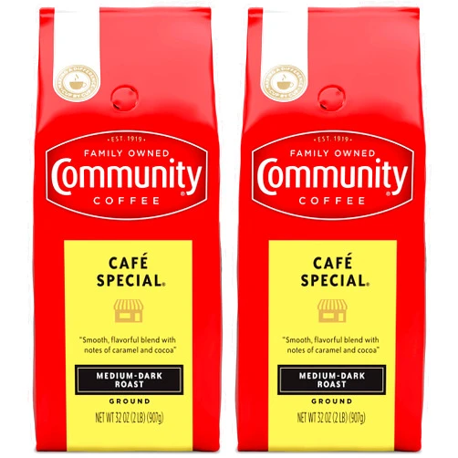 Community Coffee Café Special Blend 64 Ounce, Medium Dark Roast Ground Coffee, 32 Ounce (Pack of 2)