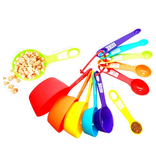 HAWOWZ 12 Piece Measuring Cups and Spoons Set, Colored Kitchen Measure Tools, Durable Nesting Cups and Spoons for Dry and Liquid, Dishwasher Safe
