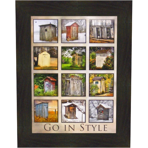 Home Cabin Décor Go in Style by Lori Deiter 16x20 Outhouse Collage Photo Bathroom Décor Framed Art Print Picture