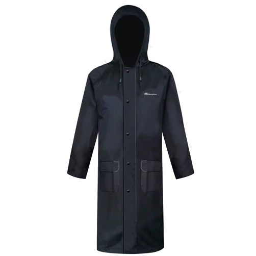 HANMENGXUAN Men's Long Hooded Raincoat - Waterproof Rain Jacket for Work & Outdoor Use