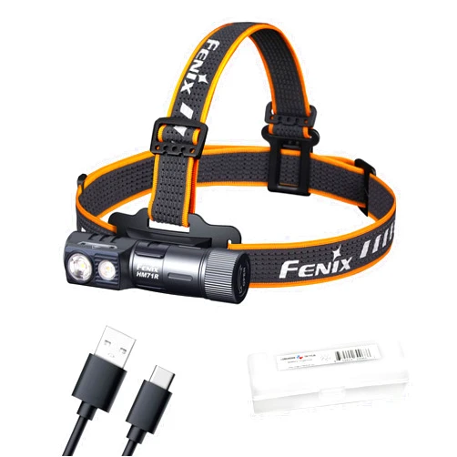 Fenix HM71R Headlamp, 2700 Lumen Super Bright USB-C Rechargeable Spot Light Flood Light L-Shape 90 Degree Right Angle Flashlight Industrial Grade with LumenTac Organizer