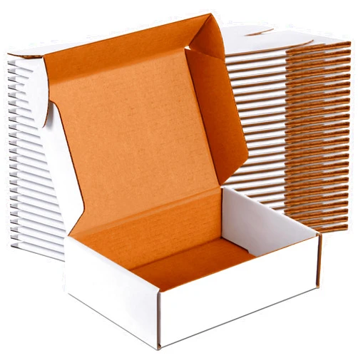 JOWLOT 7x5x2 inch Small Shipping Boxes Set of 25, White Corrugated Cardboard Box Literature Mailer for Mailing Packing Moving and Storage
