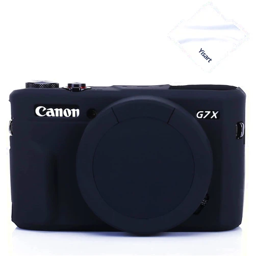 Yisau Case for G7X Mark II G7X Removable Lens Cover, Silicone Cover Rubber Soft Camera Case for Canon PowerShot G7X II G7X (Glamour Black)