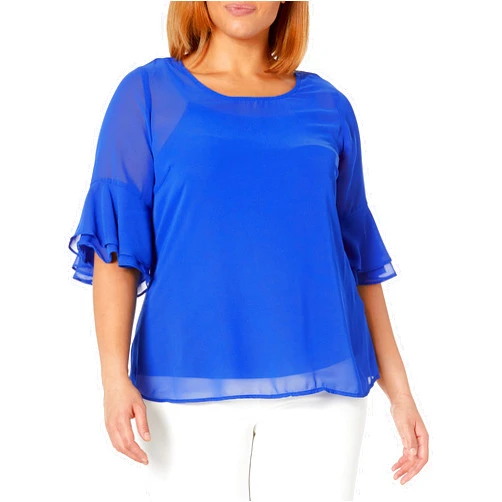 City Chic Women's Plus Size Top Alex Dbl Flutr PLN