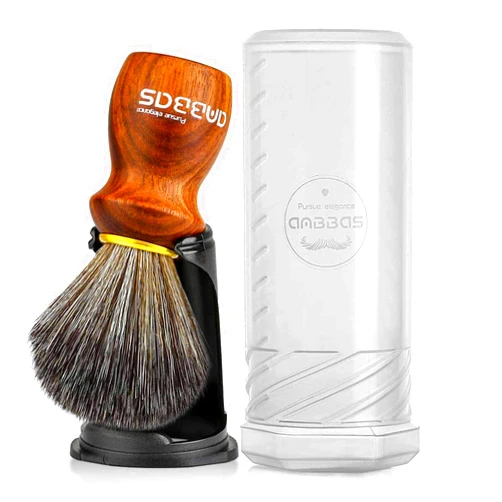 Anbbas Synthetic Badger Hair Shaving Brush Set with Black Holder Stand Travel Case, 3in1 Anbbas Rare Blood Ebony Handle Foam Brush Shaving Kit for Men Wet Shave