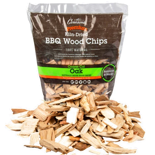 Camerons All Natural Oak Wood Chips for Smoker - 260 Cu. in. Bag, Approx 2 Pounds - Kiln Dried Coarse Cut BBQ Grill Wood Chips for Smoking Meats - Barbecue Smoker Accessories - Grilling Gifts for Men