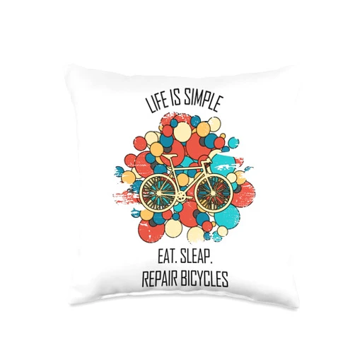 Fahrradwerkstatt Designs & Sprüche Fitter Bicycle Two-Wheel Mechanic Saying Throw Pillow, 16x16, Multicolor