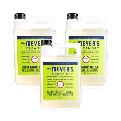 MRS. MEYER'S CLEAN DAY Liquid Dish Soap Refill, Biodegradable Formula, Lemon Verbena, 48 Fl Oz. (Pack of 3)