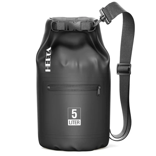 HEETA Waterproof Dry Bag with Front Zippered Pocket for Women Men, 5L/10L/20L/30L/40L Roll Top Lightweight Dry Storage Bag Backpack for Travel, Kayaking, Boating, Rafting, Camping, Hiking & Beach