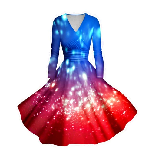Generic Womens Dresses Casual and Fashionable Gradient Printed Long Sleeved V-Neck Sexy Dress Comfy Beach for Women Wedding Guest Dress Sleeve Aleibuau Summer Dress Short Casual (5XL, Dark Blue)