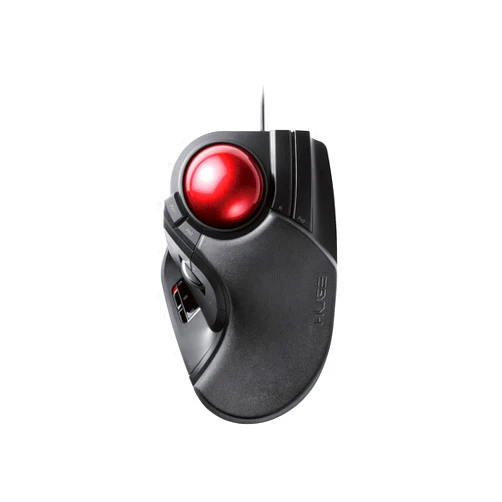 ELECOM HUGE Trackball Mouse, Wired, Finger-Operated, 8-Button Function, Palm Rest Attached, 52mm Smooth Red Ball Windows11, macOS (M-HT1URBK)