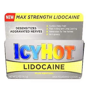 ICY Hot Lidocaine Pain Relieving Cream Max Strength Plus Menthol - 2.7 oz, (Pack of 2)
