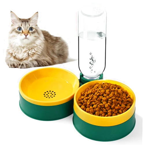 Azwraith Cat Food Bowl, Cat Bowls Whisker Friendly with Water Dispenser for Cats and Small Dogs