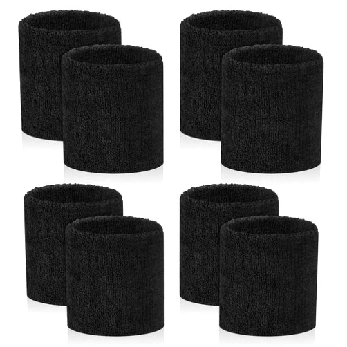 PEASUG 8 Pcs Sports Wrist Sweat Bands for Men & Women， Absorbent Wrist Sweatbands Tennis Wristbands, Elastic Wrist Bands for Sweat for Basketball Tennis Football Gym Running Working Out