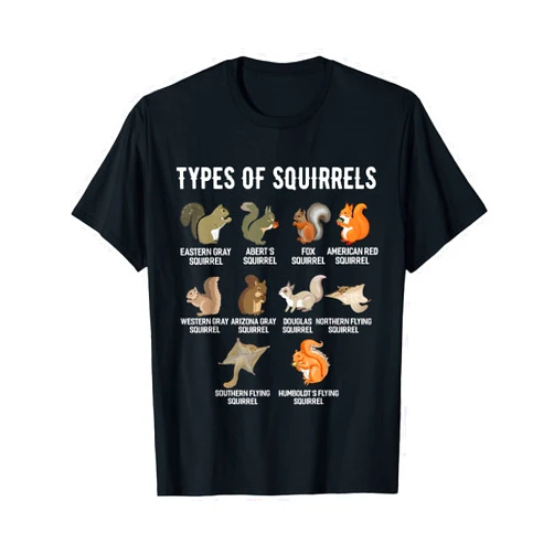 Squirrel TShirt Designs By ShirtZilla Types of Squirrels Shirt Funny Squirrel Shirt Cute Squirrel T-Shirt