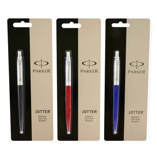 Parker Jotter 3 Colours - 1 Black + 1 Blue + 1 Red Ballpoint Pen 1.0mm, Medium Point, Black Ink (Jotter Box) (Medium Point, Black)
