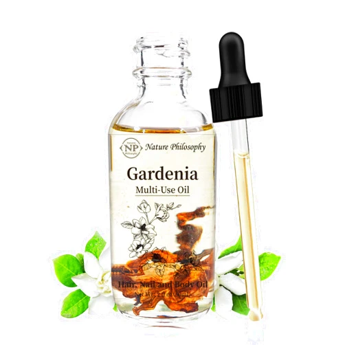 NP NATURES PHILOSOPHY Gardenia Multi-Use Oil for Face, Body and Hair - Organic Plant Fragrant Essential Oil for Dry Skin, Scalp and Nails - 2 Fl Oz