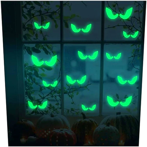 Hiplya Glow in The Night Eyes Stickers, Halloween Wall Stickers Luminous Evil Eyes Decals Room Decor for Kids Room