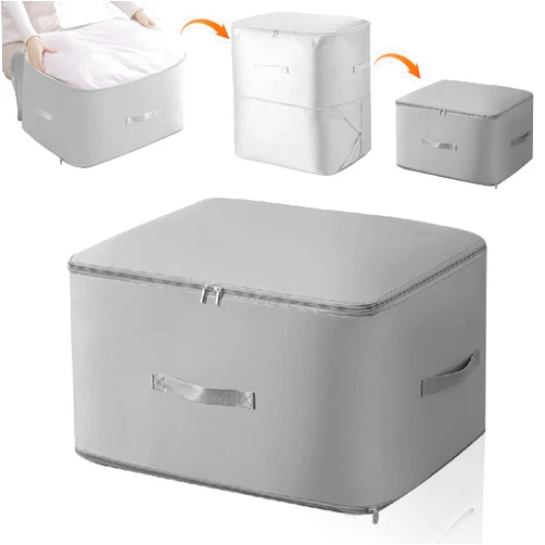 AGSIXZLAN Ultra Space Saving Self Compression Organizer，2024 New Portable Heavy Duty Moving Bags, Storage Tote For Space Saving,For Comforters，Clothes And Blankets，Bedding (Gray,Xl-54 * 42 * 60 Cm)