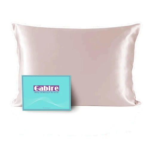 Gabire Mulberry Silk Pillowcase for Hair and Skin Prevent Acne Pillowcase Both Sides Real Silk Pillowcases Organic Silk Pillowcase with Hidden Zipper, Apricot Grey, Standard (20