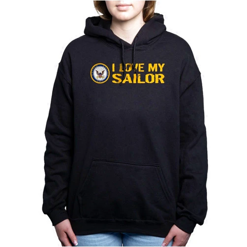 CafePress U.S. Navy: I Love My Sailor Women's Hooded Sweatsh Women's Dark Pullover Hooded Sweatshirt