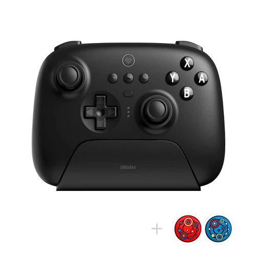 8Bitdo Ultimate Bluetooth Controller with Charging Dock, 2.4g Wireless Pro Gamepad with Back Buttons, Hall Joystick, Motion Controls and Turbo Function for Switch, Steam Deck & PC Windows (Black)