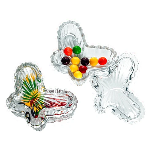 EVEREST GLOBAL Glass Butterfly Jewelry Jar with Lid set of 2, Trinket Boxes, Glass Candy Dishes, Gift for Women and Girls