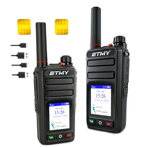 ETMY Radios Unlimited Range – 4G LTE Global Nationwide Rapid Walkie Talkies Long Range, PoC (Push-to-Talk Cellular) Two Way Radio Free Data Service for Life of Device – 2-Pack (2)